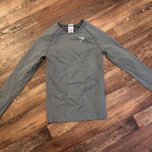 GYMSHARK- VITAL SEAMLESS 2.0 LONG SLEEVE TOP- SMOKEY GREY MARL